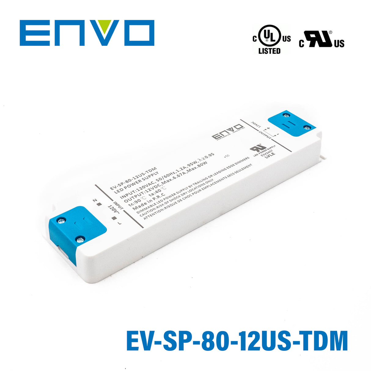 ENVO EV-SP-80-12US-TDM Triac Dimmable LED Driver 80W 12V