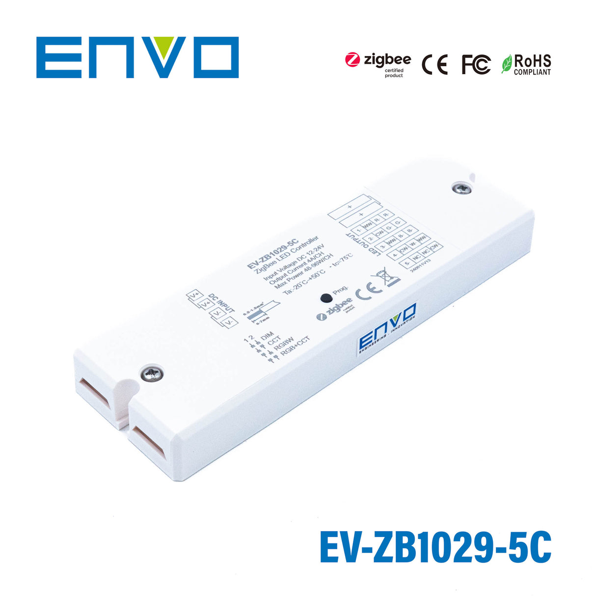 ENVO ZigBee Super Thin 5 Channel Controller 12-24V 4A per Channel