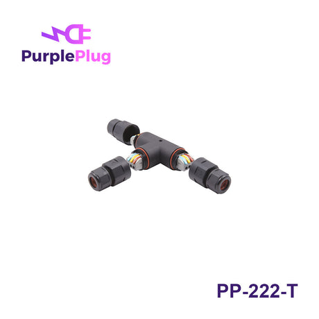 Purple Plug 222 Compact Connector, T-Shape, 3 Port 3 Way, Waterproof, with Lever