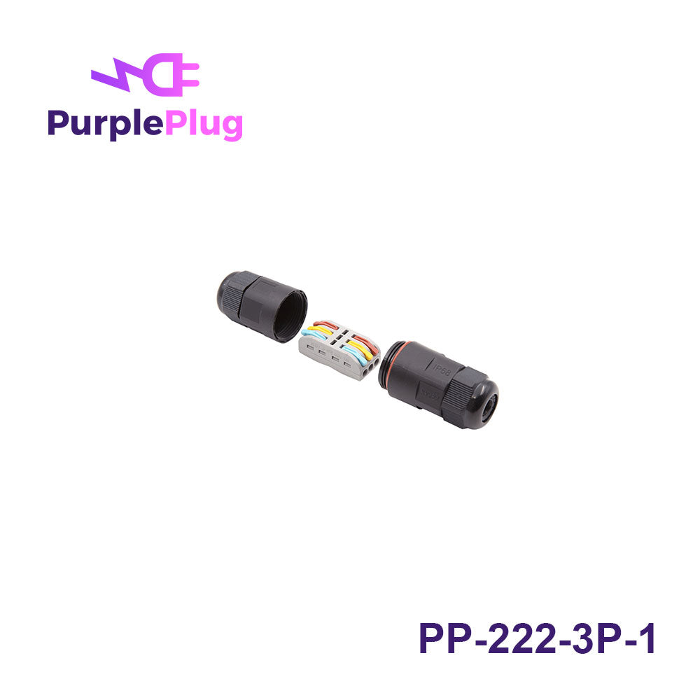 Purple Plug 222 Compact Splicing Connector, 3 Port 2 Way, Waterproof,  with Lever
